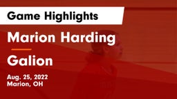 Marion Harding  vs Galion Game Highlights - Aug. 25, 2022