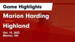 Marion Harding  vs Highland  Game Highlights - Oct. 13, 2022
