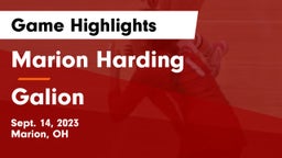 Marion Harding  vs Galion  Game Highlights - Sept. 14, 2023