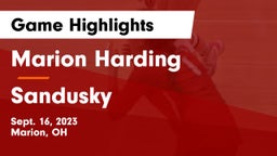 Marion Harding  vs Sandusky Game Highlights - Sept. 16, 2023