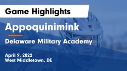 Appoquinimink  vs Delaware Military Academy  Game Highlights - April 9, 2022