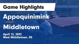 Appoquinimink  vs Middletown  Game Highlights - April 12, 2022