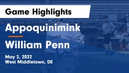 Appoquinimink  vs William Penn  Game Highlights - May 2, 2022