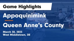 Appoquinimink  vs Queen Anne's County  Game Highlights - March 30, 2023