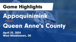 Appoquinimink  vs Queen Anne's County  Game Highlights - April 25, 2024
