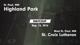 Matchup: Highland Park High vs. St. Croix Lutheran  2016