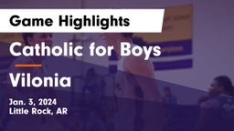 Catholic  for Boys vs Vilonia  Game Highlights - Jan. 3, 2024