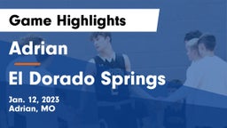 Adrian  vs El Dorado Springs  Game Highlights - Jan. 12, 2023