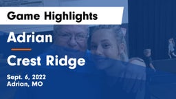 Adrian  vs Crest Ridge  Game Highlights - Sept. 6, 2022