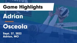 Adrian  vs Osceola  Game Highlights - Sept. 27, 2022