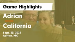 Adrian  vs California  Game Highlights - Sept. 30, 2023