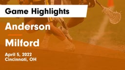 Anderson  vs Milford  Game Highlights - April 5, 2022