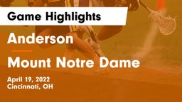 Anderson  vs Mount Notre Dame Game Highlights - April 19, 2022