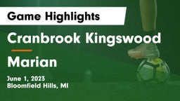 Cranbrook Kingswood  vs Marian Game Highlights - June 1, 2023