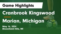 Cranbrook Kingswood  vs Marian, Michigan Game Highlights - May 16, 2024