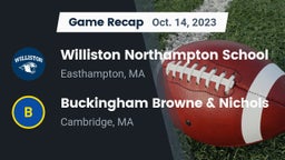 Recap: Williston Northampton School vs. Buckingham Browne & Nichols  2023