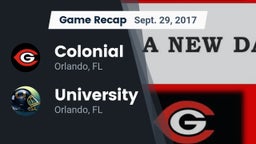 Recap: Colonial  vs. University  2017