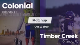 Matchup: Colonial  vs. Timber Creek  2020