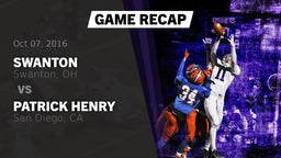 Recap: Swanton  vs. Patrick Henry  2016