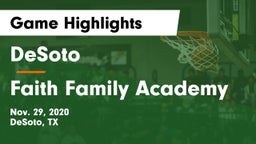 DeSoto  vs Faith Family Academy Game Highlights - Nov. 29, 2020