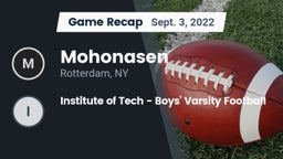 Recap: Mohonasen  vs. Institute of Tech  - Boys' Varsity Football 2022
