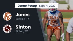 Recap: Jones  vs. Sinton  2020