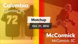 Matchup: Columbia vs. McCormick  2016
