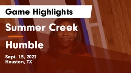 Summer Creek  vs Humble  Game Highlights - Sept. 13, 2022