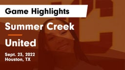 Summer Creek  vs United  Game Highlights - Sept. 23, 2022