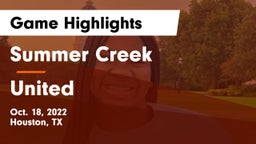 Summer Creek  vs United  Game Highlights - Oct. 18, 2022