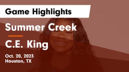 Summer Creek  vs C.E. King  Game Highlights - Oct. 20, 2023