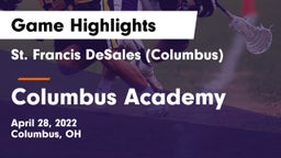 St. Francis DeSales  (Columbus) vs Columbus Academy  Game Highlights - April 28, 2022