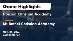 Horizon Christian Academy  vs Mt Bethel Christian Academy Game Highlights - Nov. 21, 2023