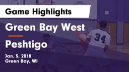 Green Bay West vs Peshtigo  Game Highlights - Jan. 5, 2018