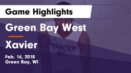 Green Bay West vs Xavier  Game Highlights - Feb. 16, 2018