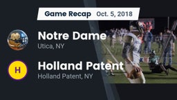 Recap: Notre Dame  vs. Holland Patent  2018
