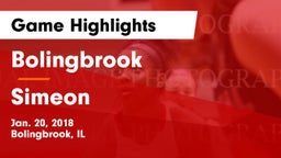 Bolingbrook  vs Simeon Game Highlights - Jan. 20, 2018