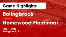 Bolingbrook  vs Homewood-Flossmoor  Game Highlights - Feb. 1, 2018