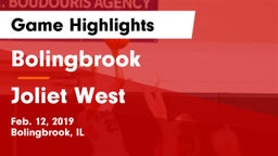 Bolingbrook  vs Joliet West  Game Highlights - Feb. 12, 2019