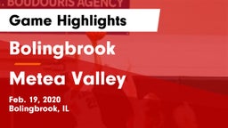 Bolingbrook  vs Metea Valley  Game Highlights - Feb. 19, 2020