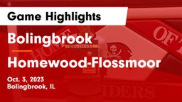 Bolingbrook  vs Homewood-Flossmoor  Game Highlights - Oct. 3, 2023