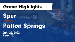 Spur  vs Patton Springs Game Highlights - Jan. 20, 2022