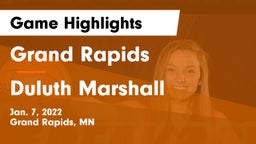 Grand Rapids  vs Duluth Marshall Game Highlights - Jan. 7, 2022