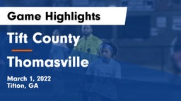 Tift County  vs Thomasville Game Highlights - March 1, 2022