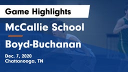 McCallie School vs Boyd-Buchanan  Game Highlights - Dec. 7, 2020