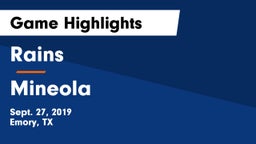 Rains  vs Mineola  Game Highlights - Sept. 27, 2019