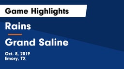 Rains  vs Grand Saline  Game Highlights - Oct. 8, 2019
