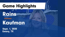 Rains  vs Kaufman  Game Highlights - Sept. 1, 2020