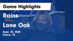 Rains  vs Lone Oak  Game Highlights - Sept. 25, 2020