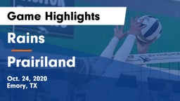 Rains  vs Prairiland  Game Highlights - Oct. 24, 2020